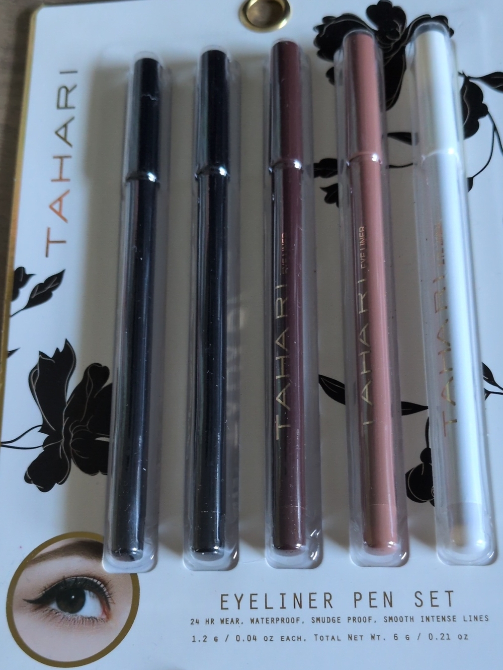 Tahari 5-Piece Eyeliner Pen Set - Black, Brown, Plum, Nude, White